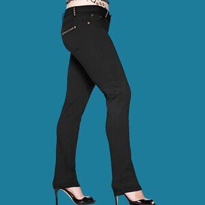 Studded Punk Rock Black Stretch Jeans by Folter - Brand New Vintage Deadstock